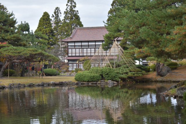 会津松平氏庭園『御薬園』の雪吊り