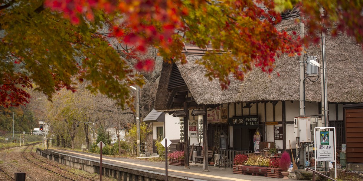 秋_湯野上温泉駅