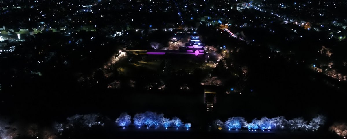 鶴ヶ城公園桜ドローン３